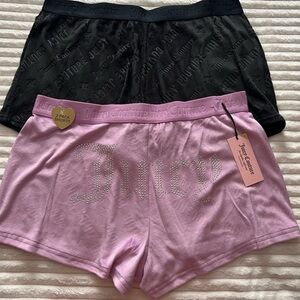 Juicy couture soft lavender and black juicy embellished night shorts set